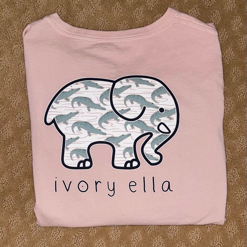Ivory Ella Light Pink Elephant Long Sleeve Tee